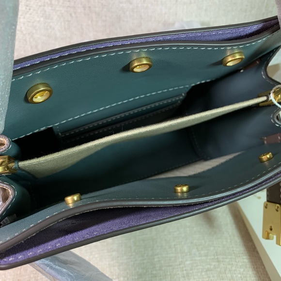 NEW Tory Burch Lee Radziwill Petite Double Clam Shell Taupe Leather Shoulder Bag - Picture 10 of 15